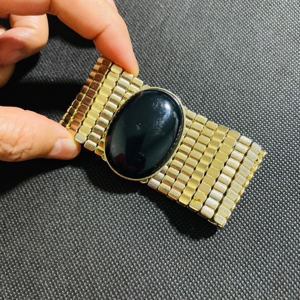 Gold and black bead bracelet high quality stretchable